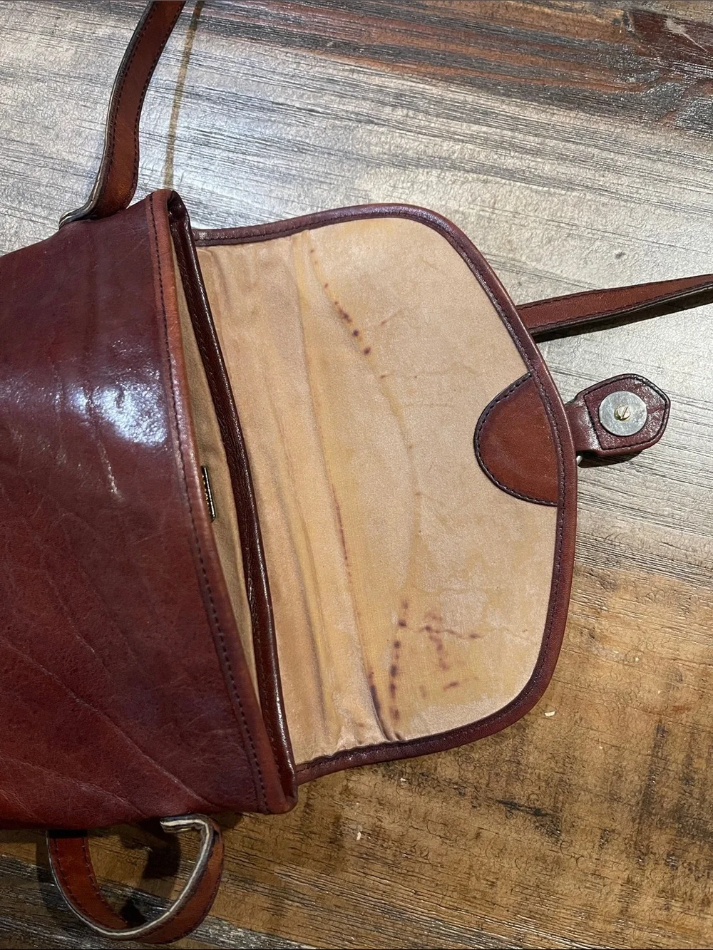 Oroton Leather Messenger Bag in Deep Brown
